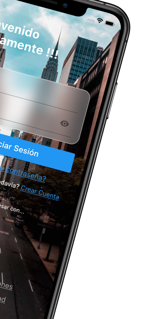 Tela de login do aplicativo de gestão de propriedades Meus Aluguéis em um iPhone.