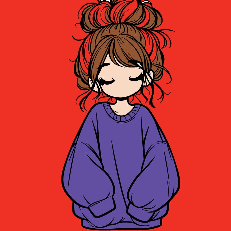 girl with baggy sweatshirt and messy bun