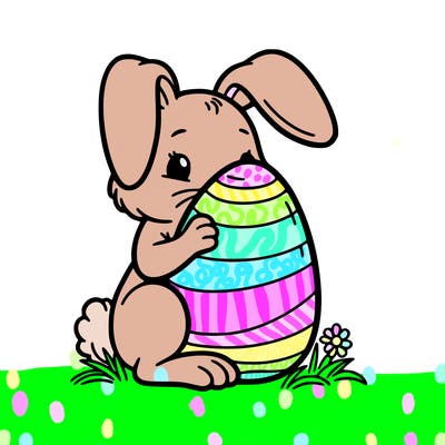 an easter bunny hiding an egg