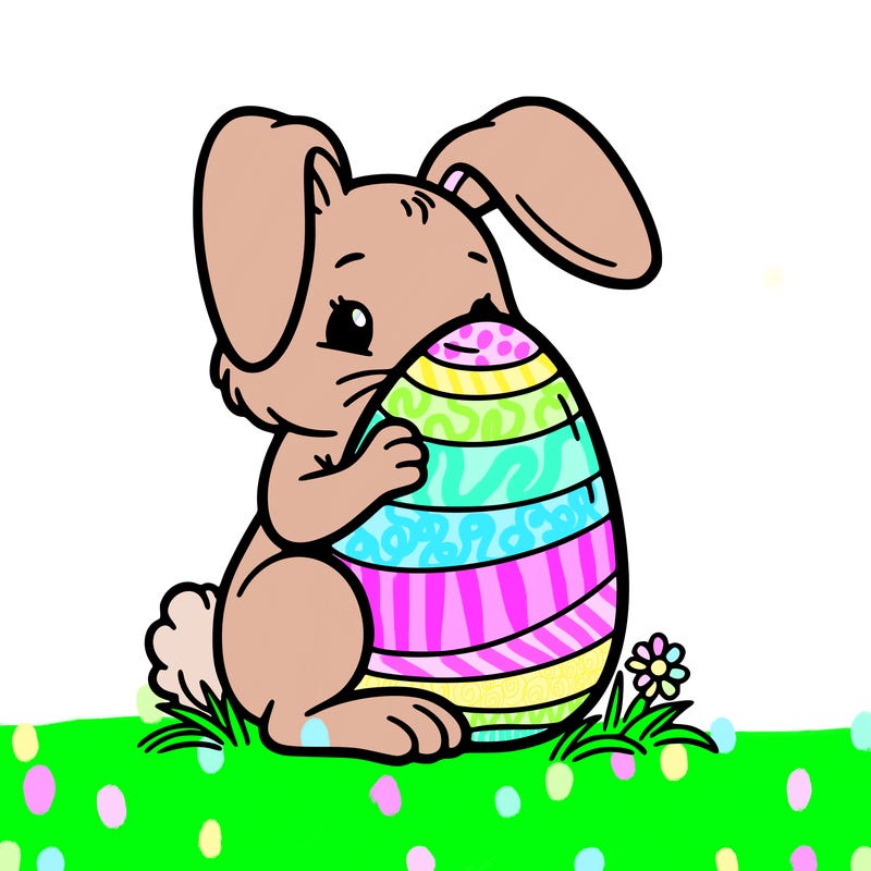 an easter bunny hiding an egg