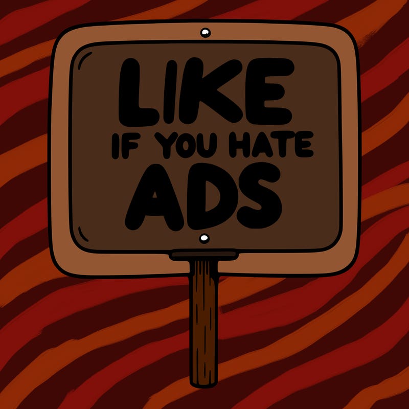 a sign that says like if you hate ads