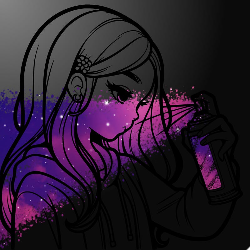 a realistic girl spray painting