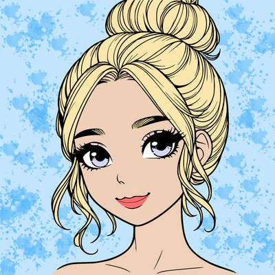 realistic pretty girl with hair in bun