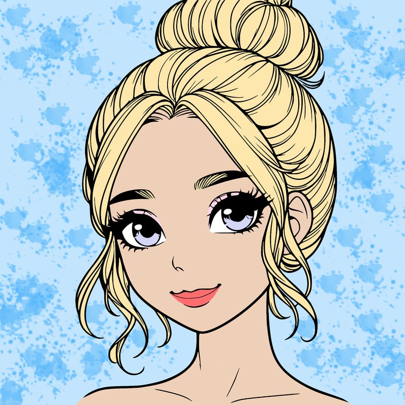 realistic pretty girl with hair in bun