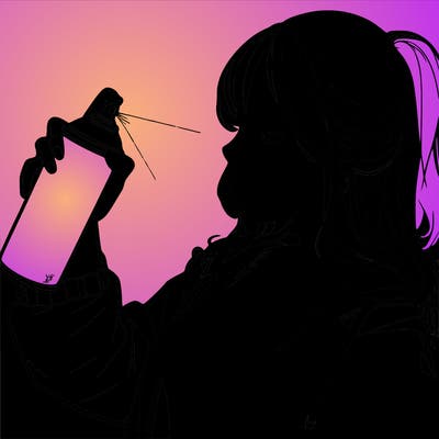 a realistic girl spray, painting