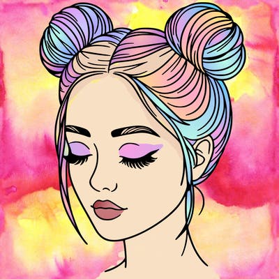 woman with hair buns