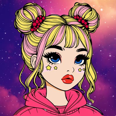realistic girl with space buns