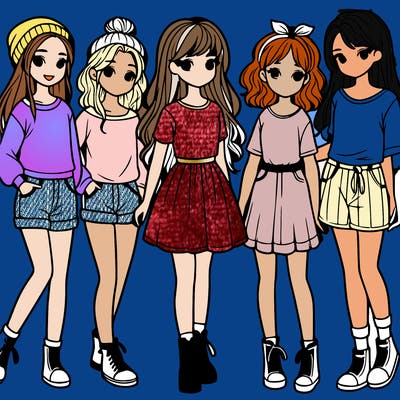 a group of five girls