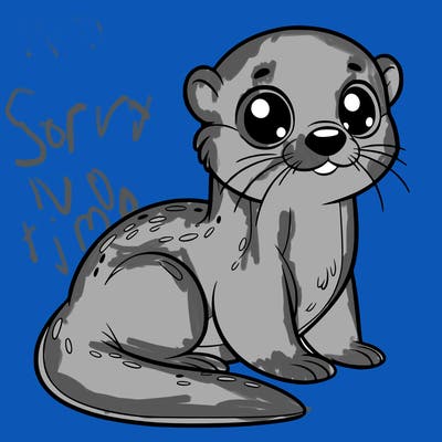 otter, big eyes, full body