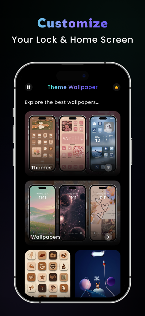 Theme Wallpaper : Widget Notch - Interfaz de personalización de temas y fondos de pantalla estéticos para iPhone