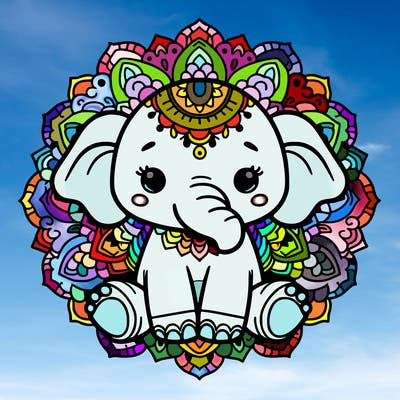 cute baby elephant animal mandala