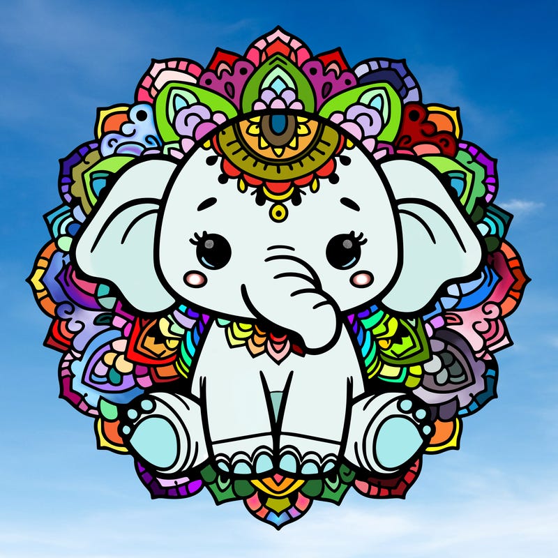 cute baby elephant animal mandala