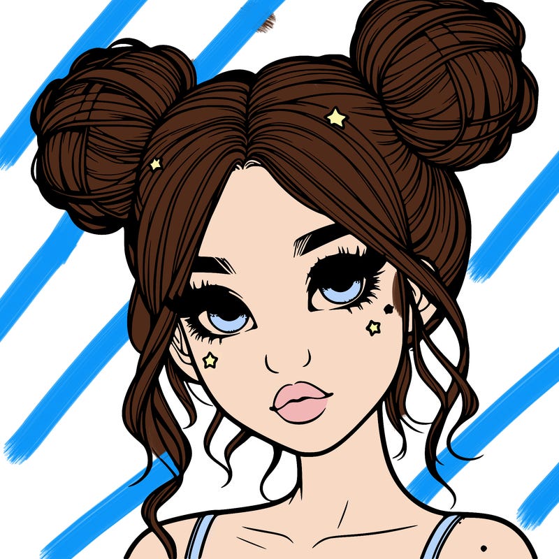 realistic girl with space buns