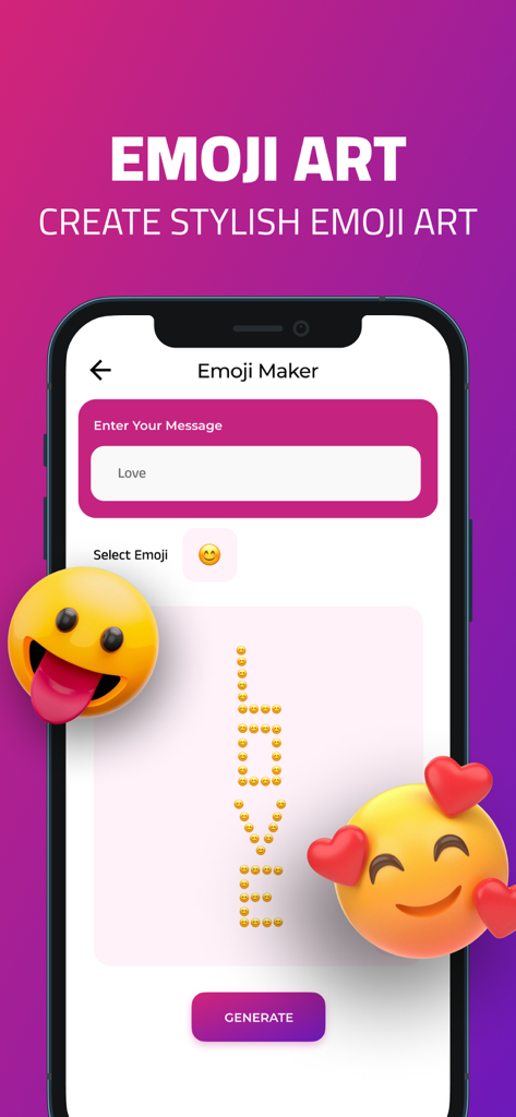 Multiple Accounts: Dual Apps - Mobile app interface for creating custom emoji art text for social media