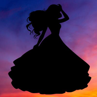 realistic woman with dress flowing in the wind