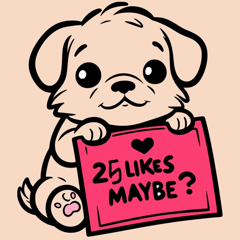 a puppy holding a sign that says 2 likes maybe?