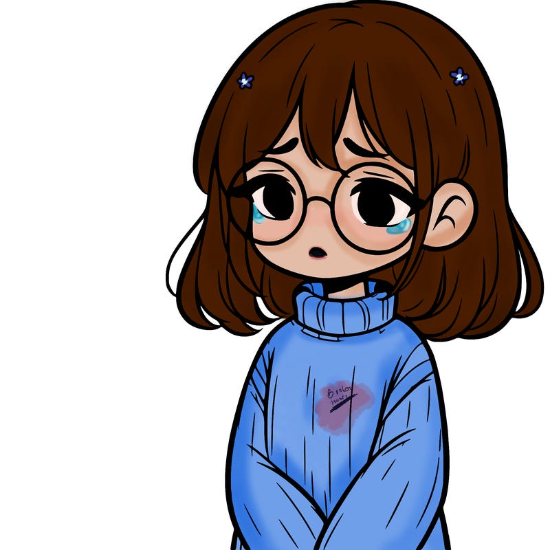 sad girl with glasses in a sweater