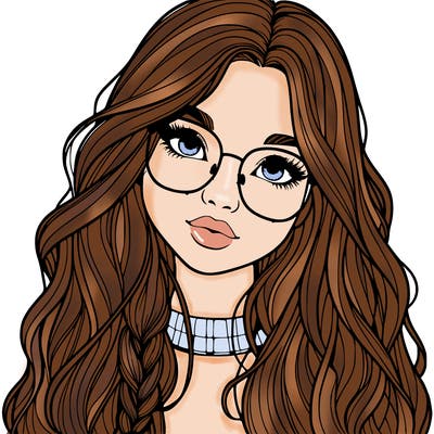 girl with long hair and freckles and glasses realistic