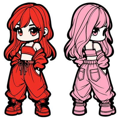 girl in crop top and baggy pants