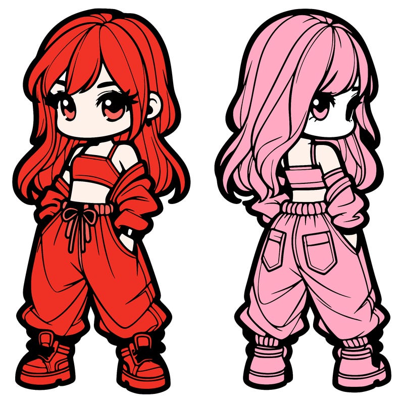 girl in crop top and baggy pants