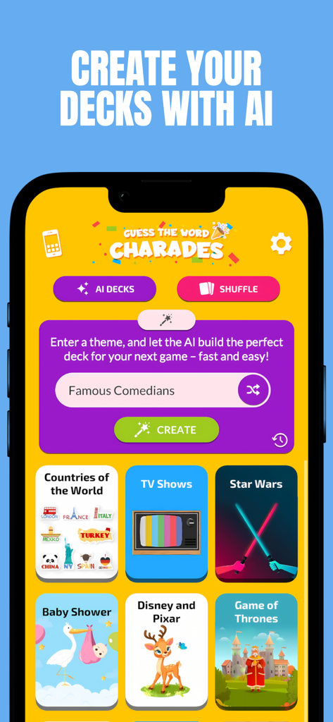 Charades AI - Unlimited Decks - Games App | MWM