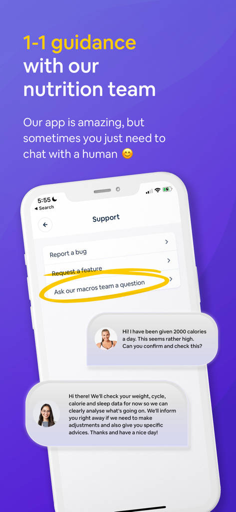 Turtle: All-in-One Health - Turtle app interface showing one on one nutrition guidance and chat support with a specialist