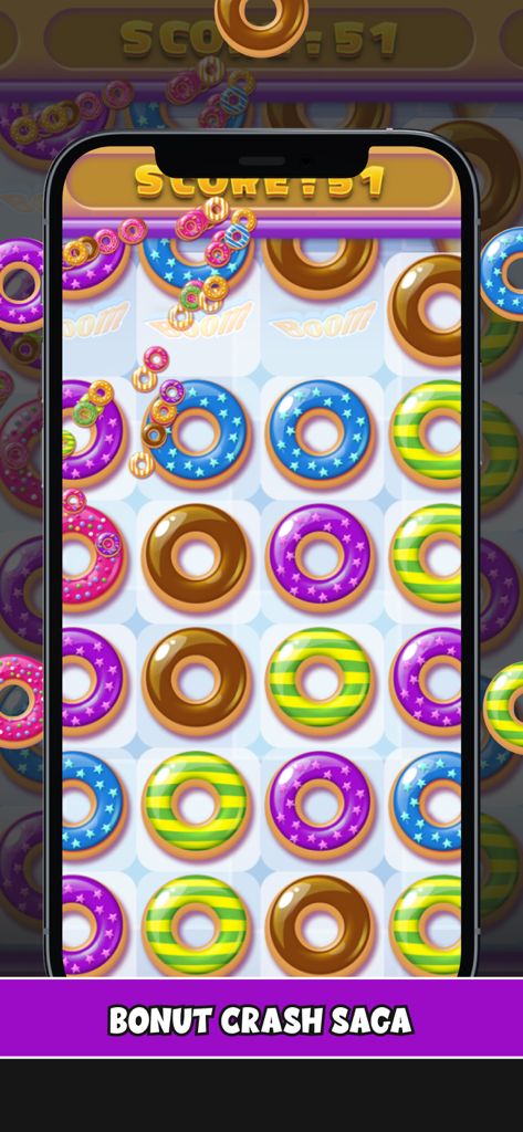 PogoPlay 오프라인 게임의 다채로운 도넛 매칭 퍼즐 게임 인터페이스
