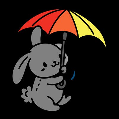 a bunny holding an umbrella in the rain