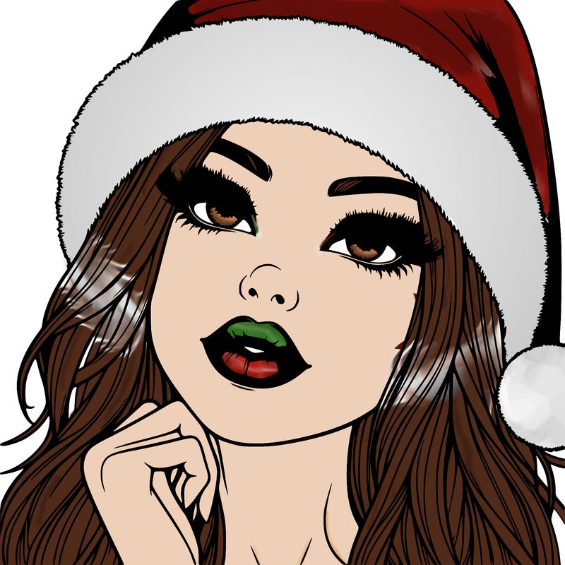 realistic christmas girl with lips