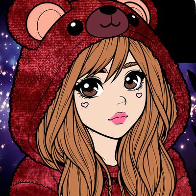 realistic girl in a bear hoodie