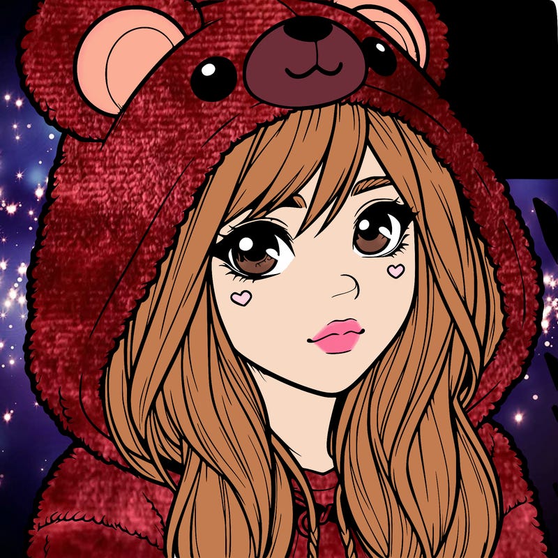realistic girl in a bear hoodie