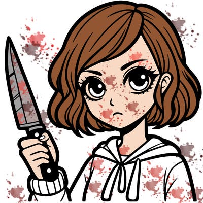 a girl with a knife