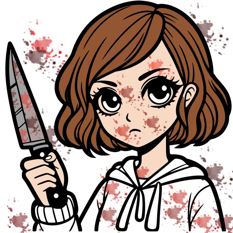 a girl with a knife