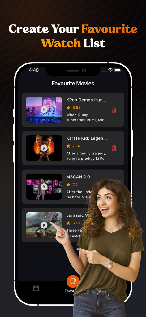 FlixFox: Latest Movies &Series - FlixFox app interface displaying a curated list of favorite movies with posters and ratings