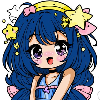 cute anime girl with star accessories
