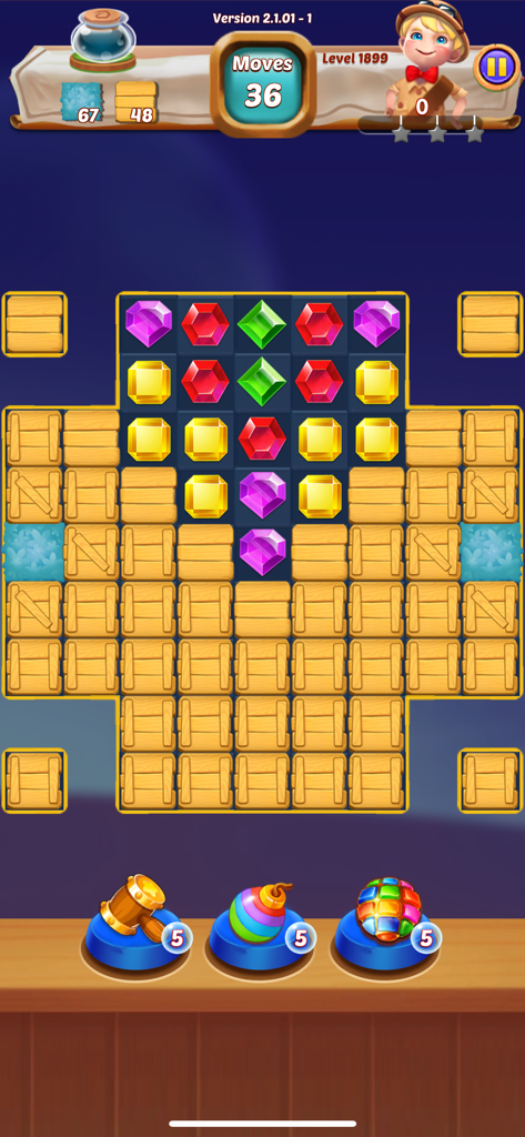 Jewels Mania Classic - Jewels Mania Classic match 3 gameplay screen with colorful gems and boosters