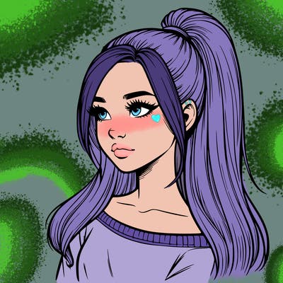 realistic girl with a high ponytail