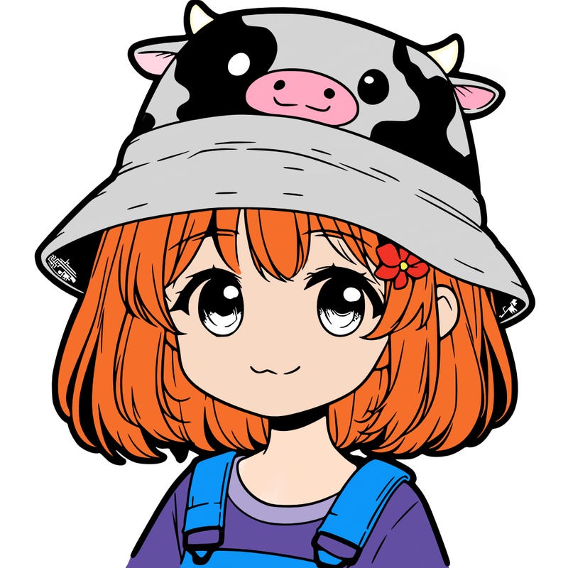 girl  with  cow bucket hat  manga