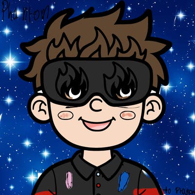 boy with fire mask on eyes