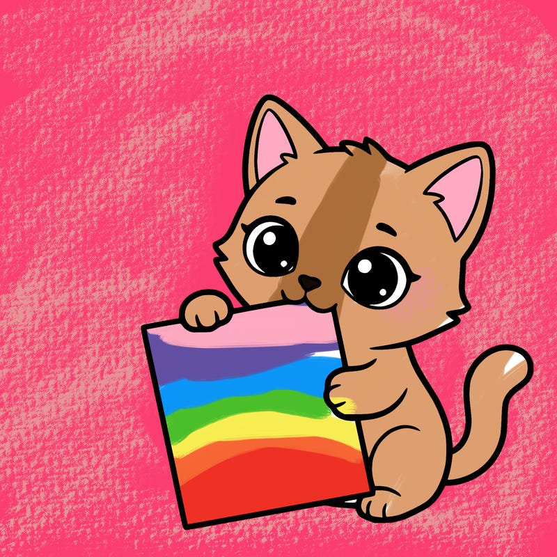 a small cat with a blank sheet of paper in its hand. the cat is sooooooo cute!