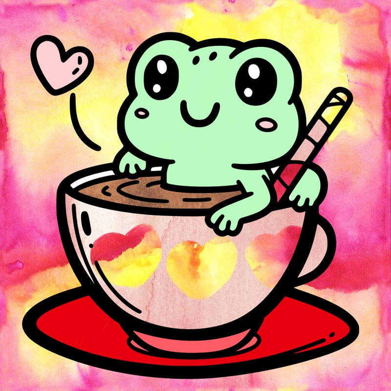 cute frog in a tea cup