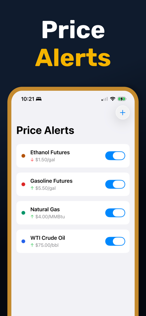 Oil Prices Live - Oil Prices Live app price alerts screen