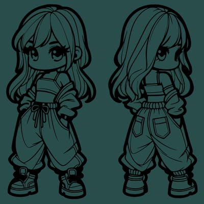 girl in crop top and baggy pants