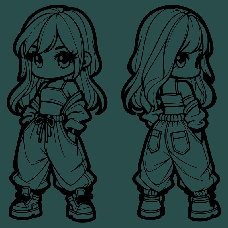 girl in crop top and baggy pants