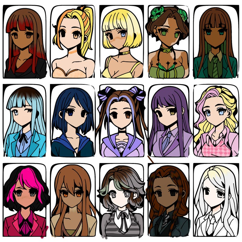 girls that look diffrent anime