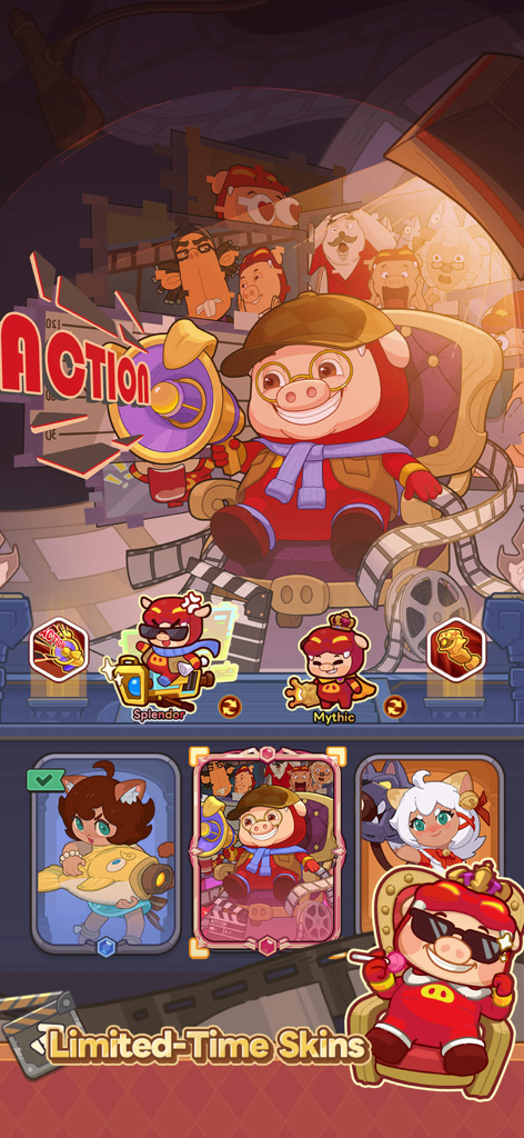 Penguin GO! - Collab - Penguin GO mobile game screen displaying various limited time character skins and collectible heroes