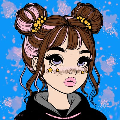 realistic girl with space buns