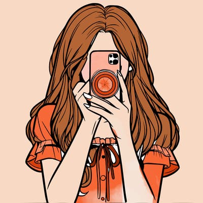 a realistic girl holding her phone taking pictures