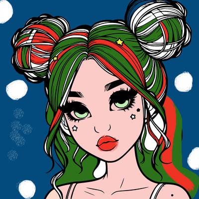 realistic girl with space buns