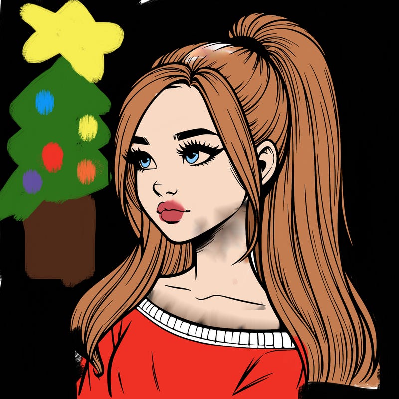 realistic girl with a high ponytail